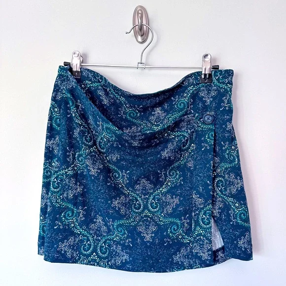 Free People Blue & Teal Paisley Bandana Button Mini Skirt - Picture 2 of 7
